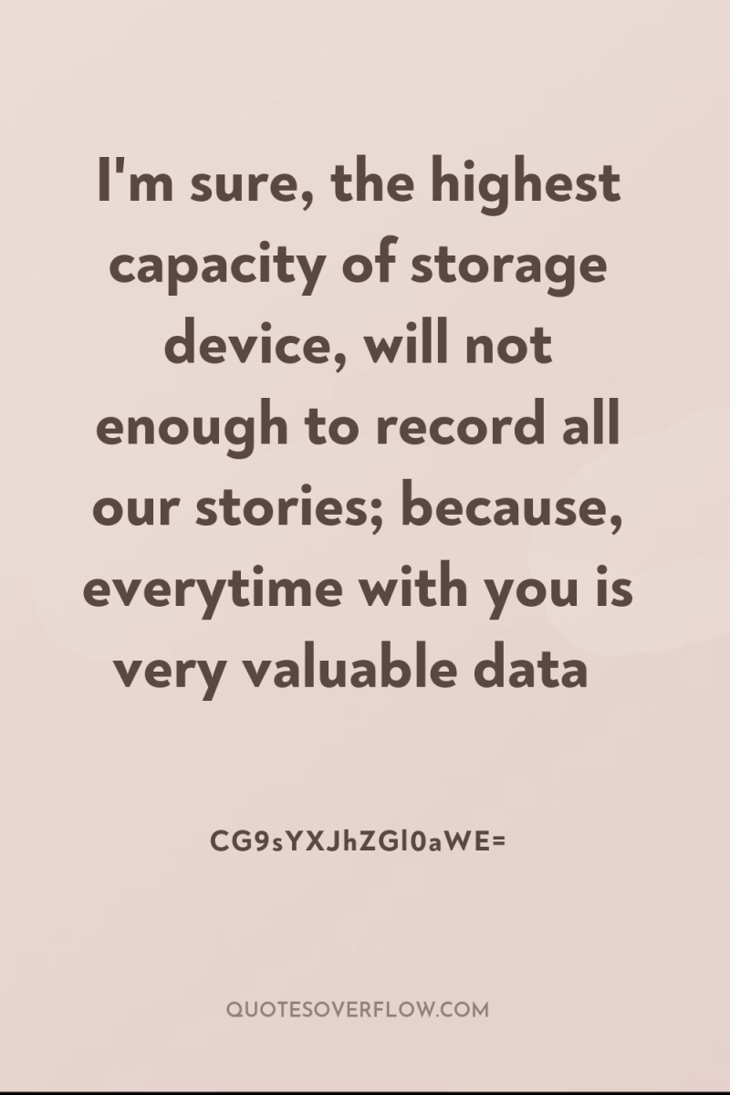 I'm sure, the highest capacity of storage device, will not...
