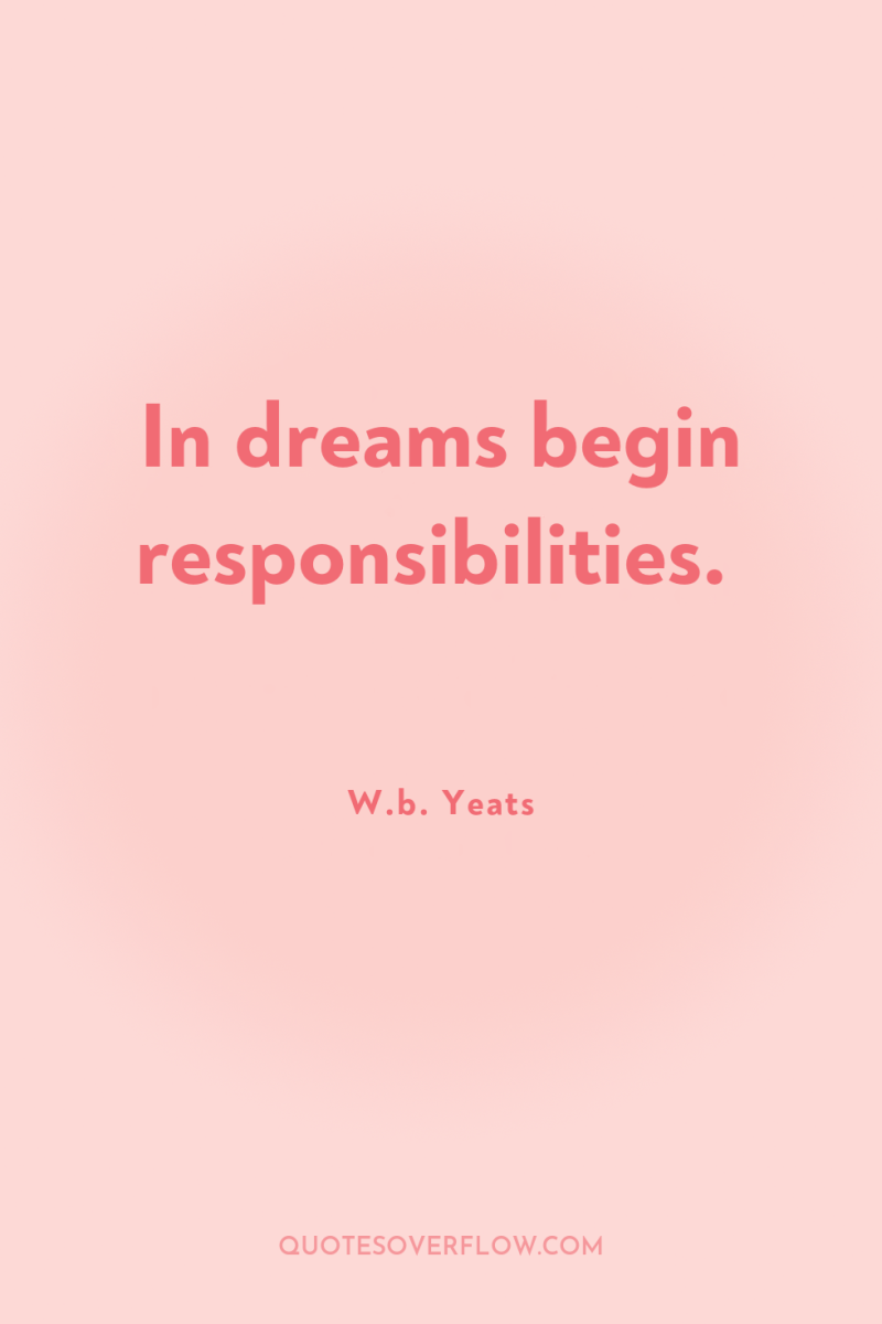 In dreams begin responsibilities. 