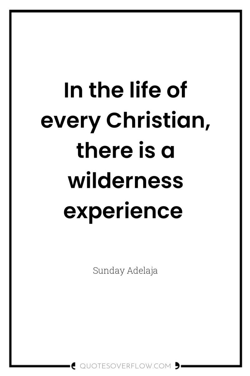 In the life of every Christian, there is a wilderness...