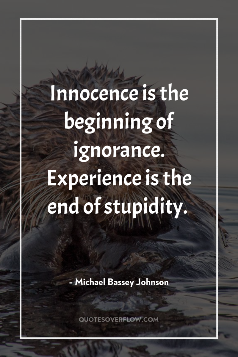 Innocence is the beginning of ignorance. Experience is the end...