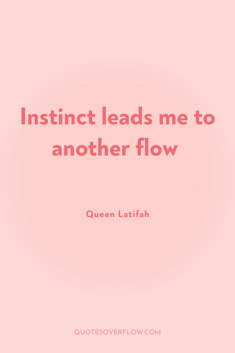 Instinct leads me to another flow 