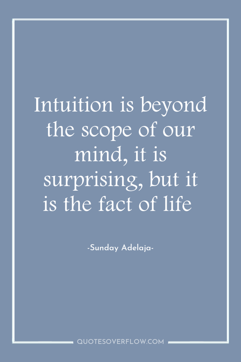 Intuition is beyond the scope of our mind, it is...
