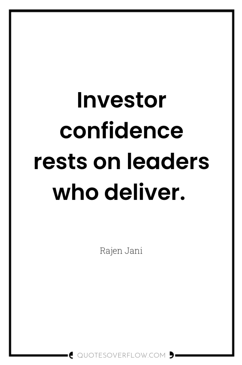 Investor confidence rests on leaders who deliver. 