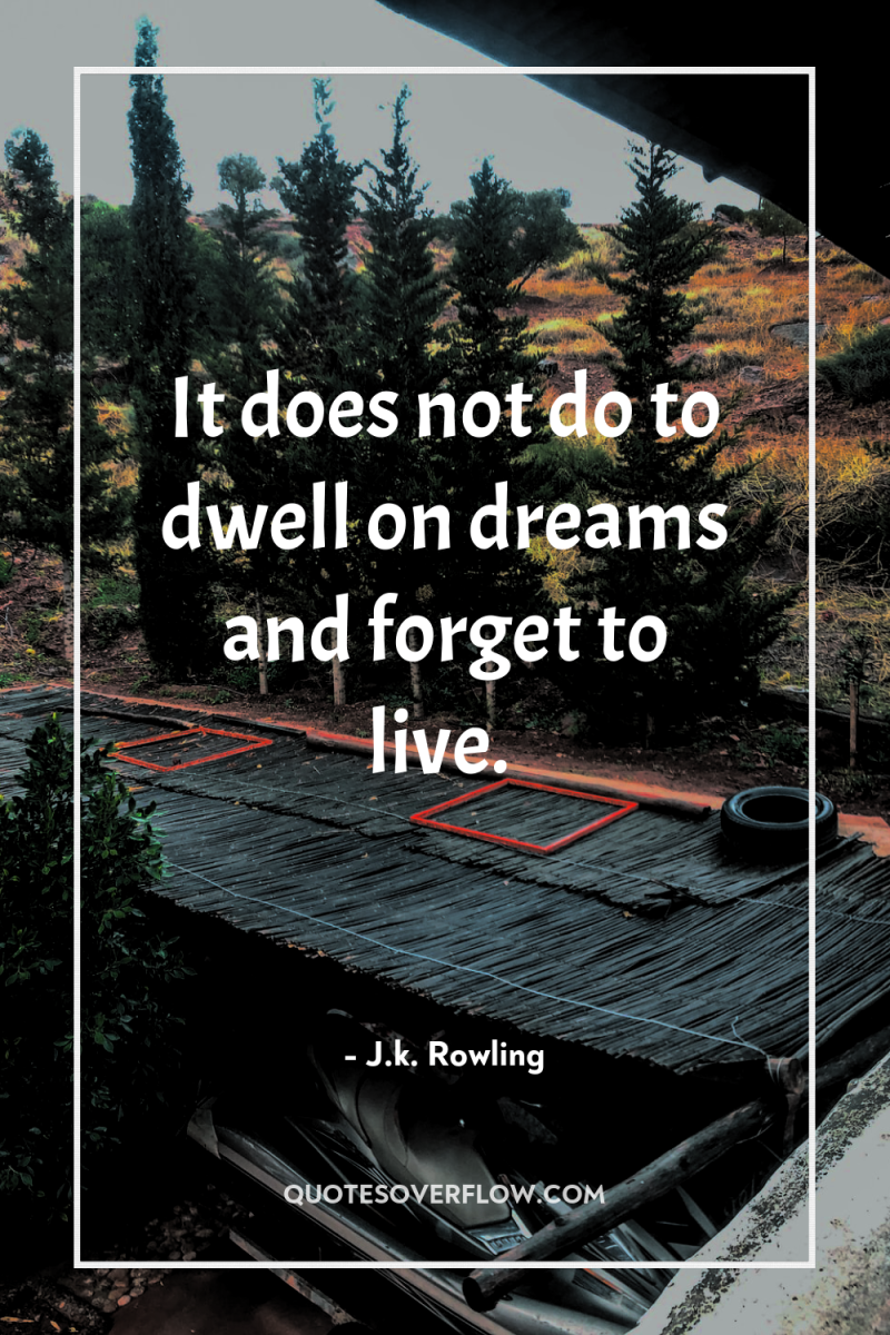 It does not do to dwell on dreams and forget...