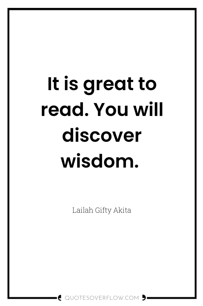 It is great to read. You will discover wisdom. 