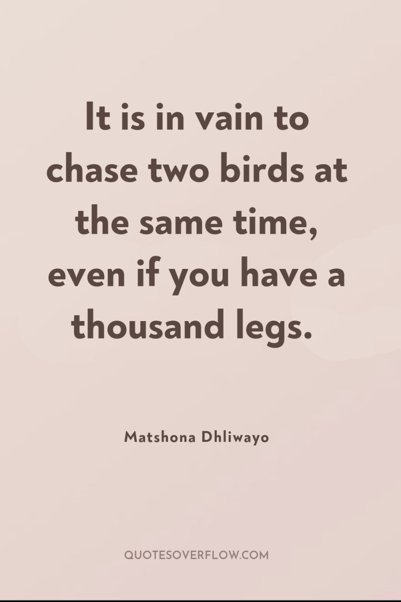 It is in vain to chase two birds at the...