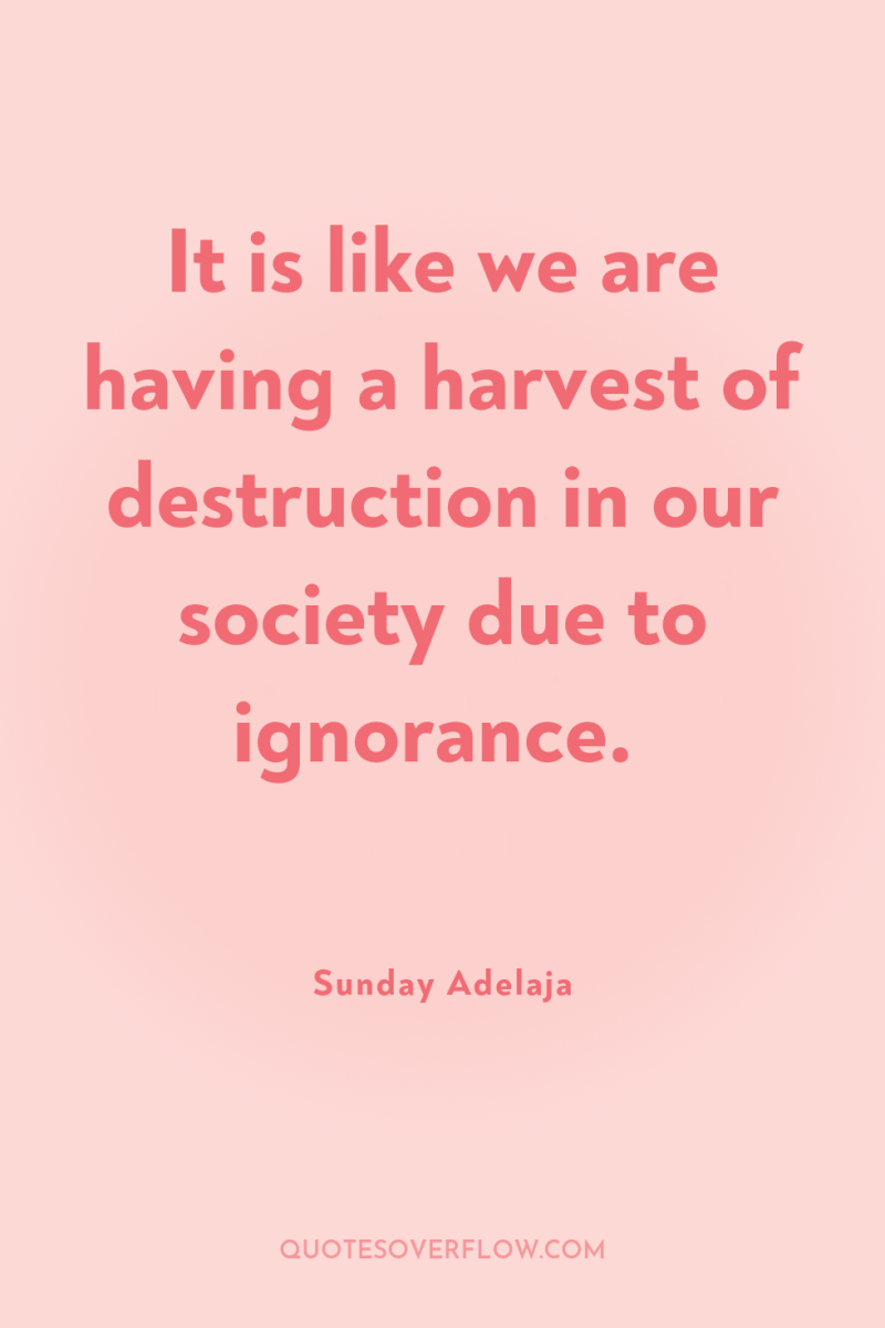 It is like we are having a harvest of destruction...