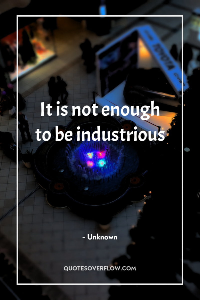 It is not enough to be industrious 