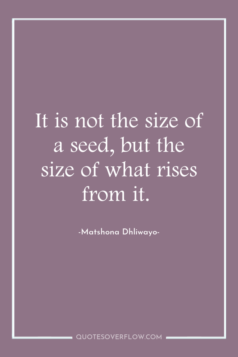 It is not the size of a seed, but the...