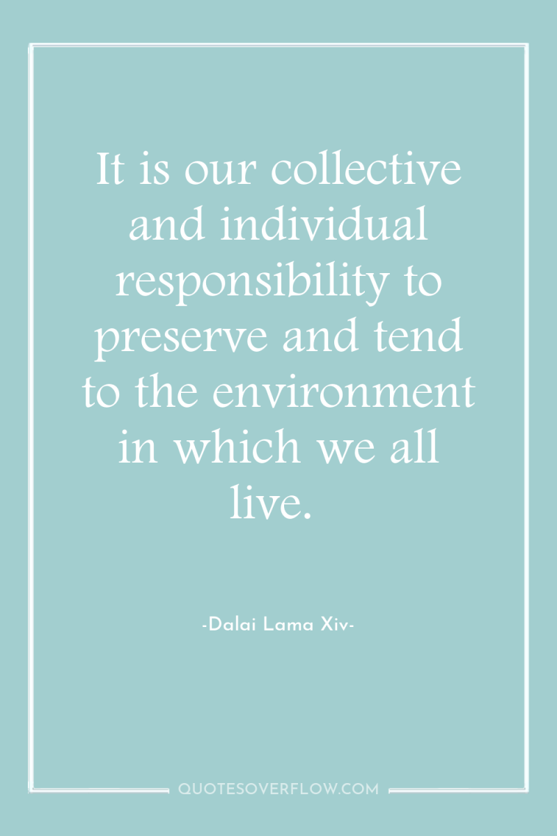 It is our collective and individual responsibility to preserve and...