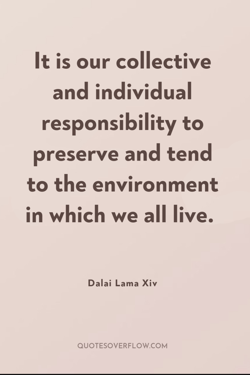 It is our collective and individual responsibility to preserve and...