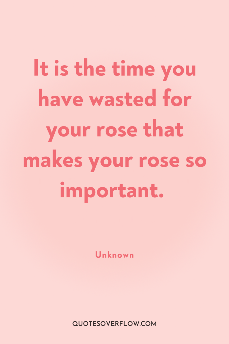It is the time you have wasted for your rose...