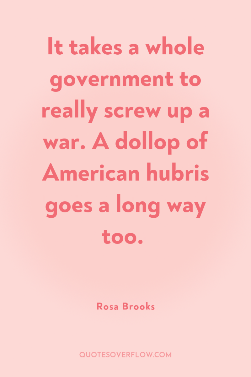 It takes a whole government to really screw up a...
