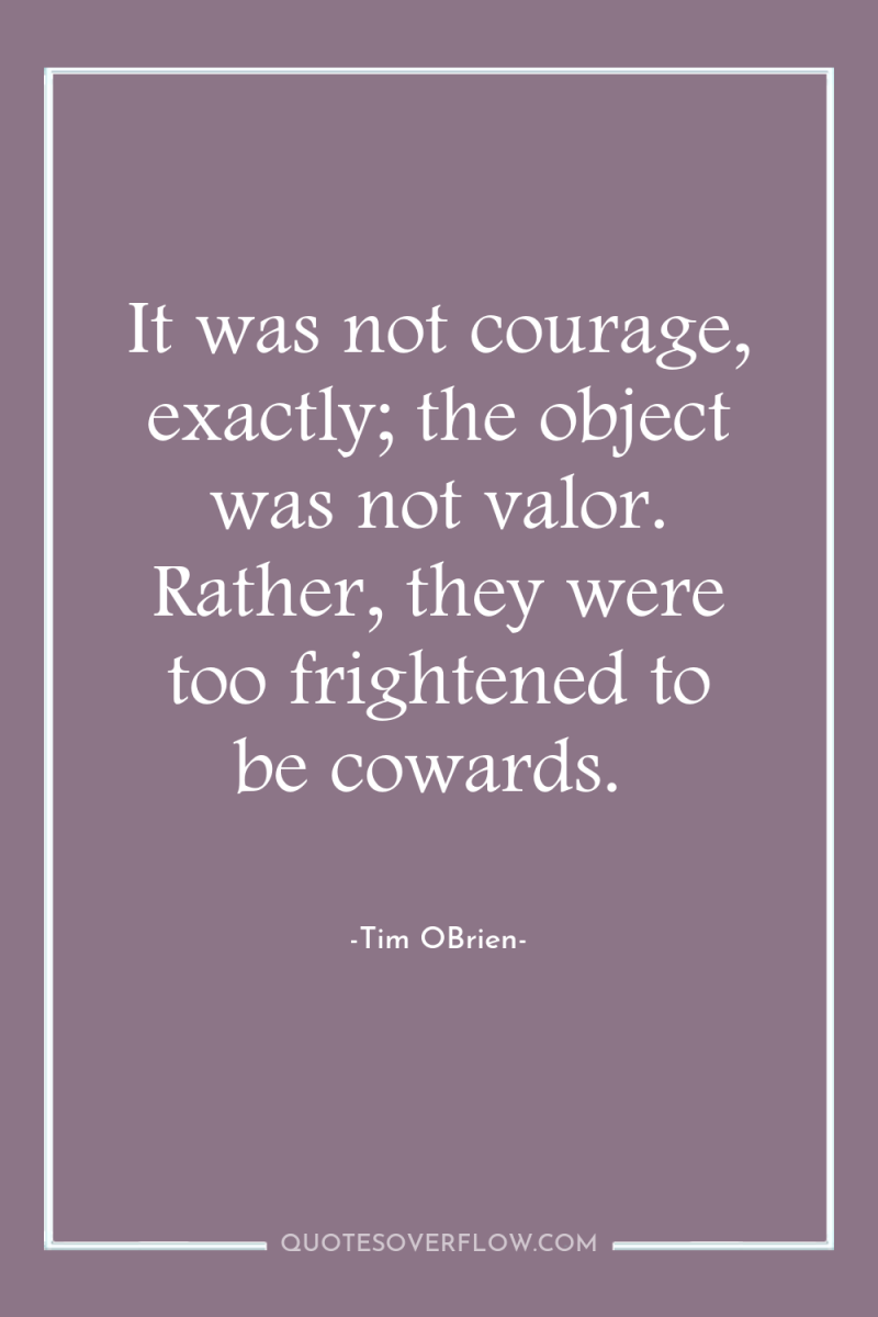 It was not courage, exactly; the object was not valor....