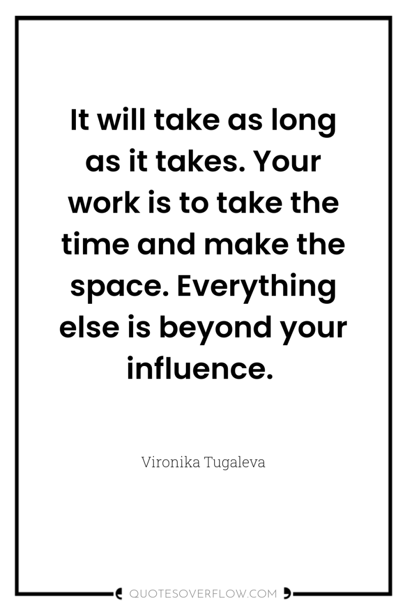 It will take as long as it takes. Your work...