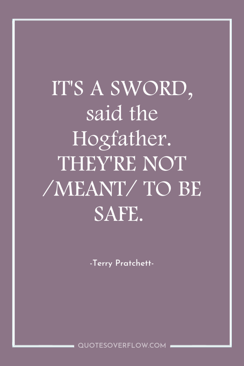 IT'S A SWORD, said the Hogfather. THEY'RE NOT /MEANT/ TO...