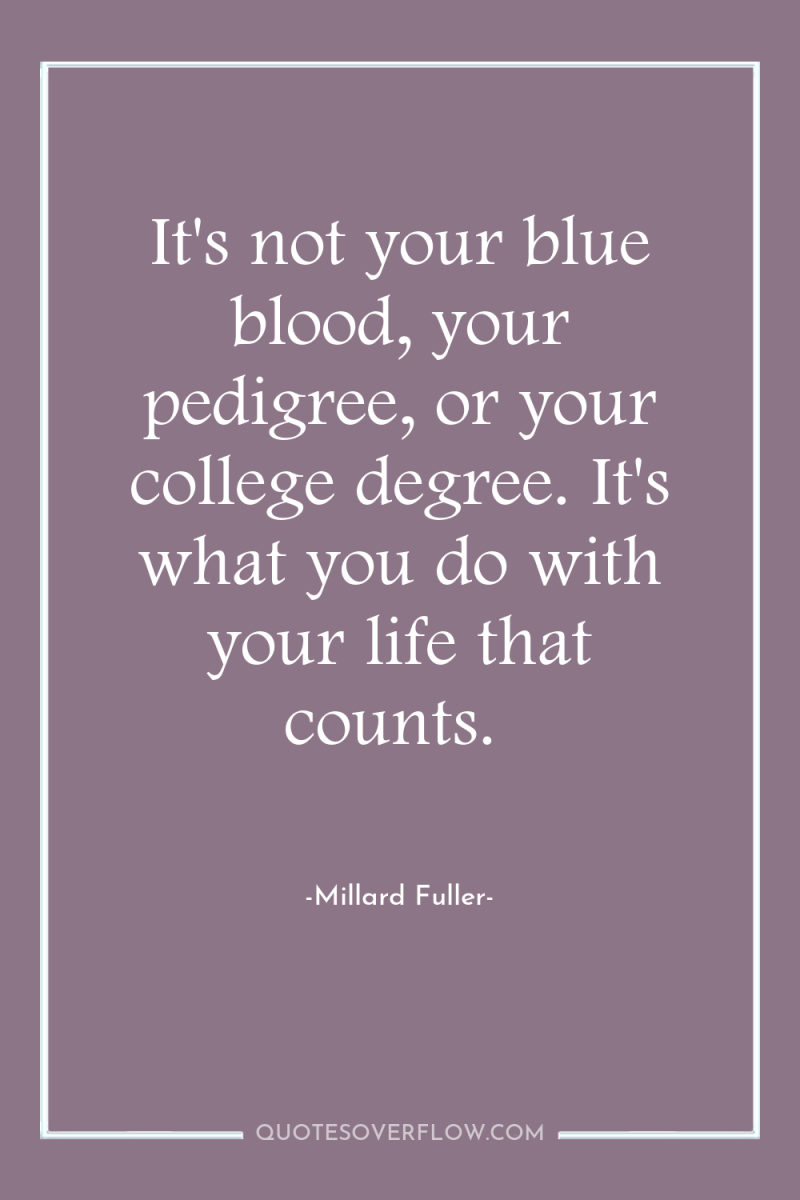 It's not your blue blood, your pedigree, or your college...