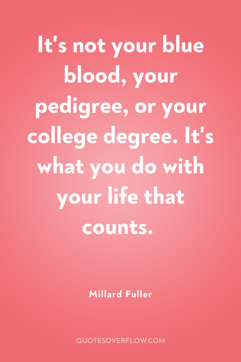 It's not your blue blood, your pedigree, or your college...