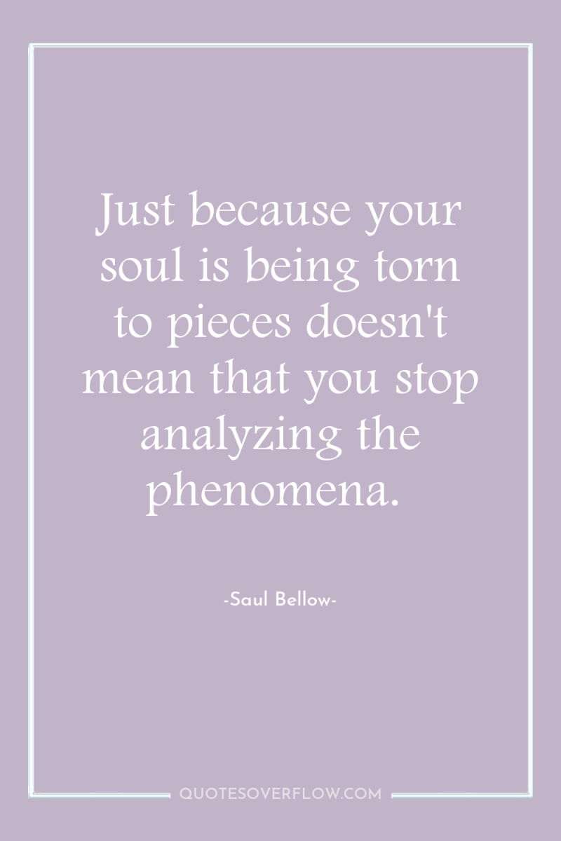 Just because your soul is being torn to pieces doesn't...