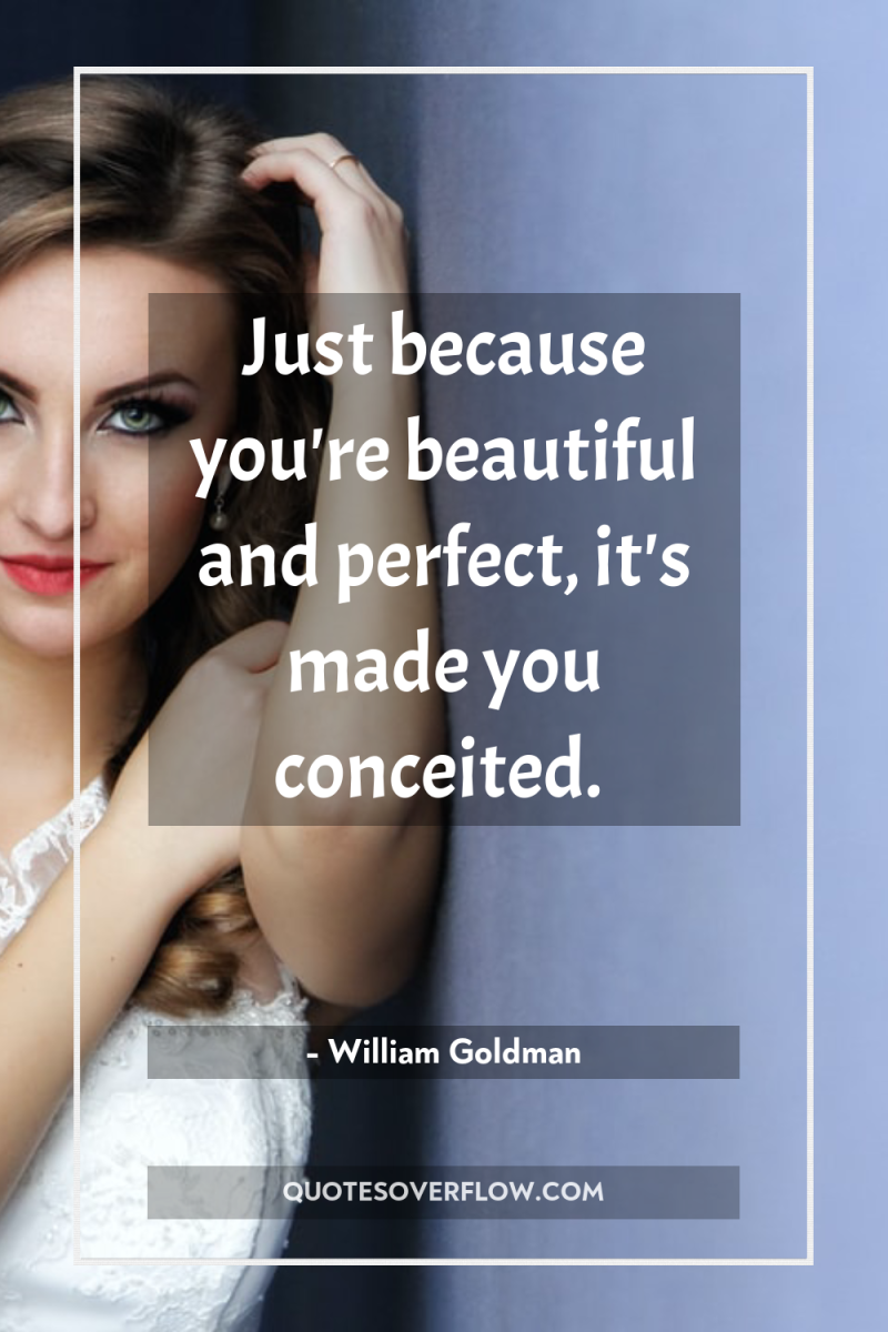 Just because you're beautiful and perfect, it's made you conceited. 