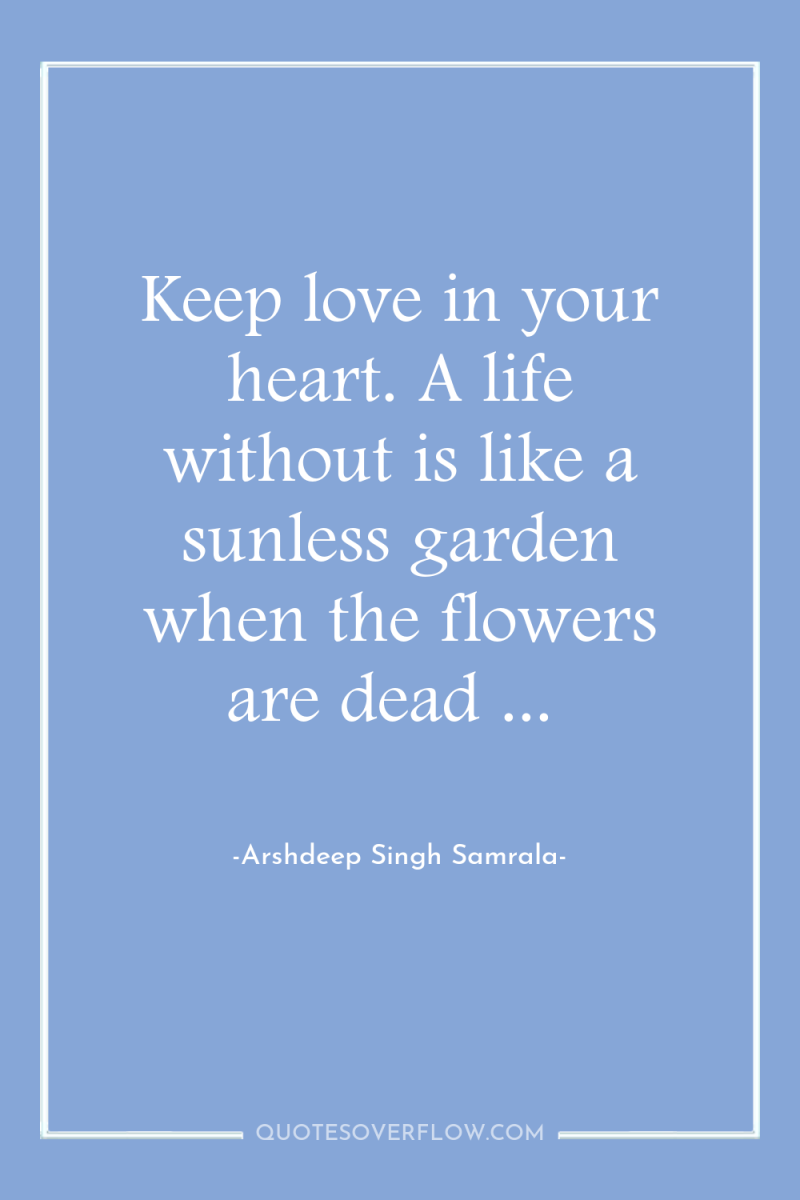 Keep love in your heart. A life without is like...