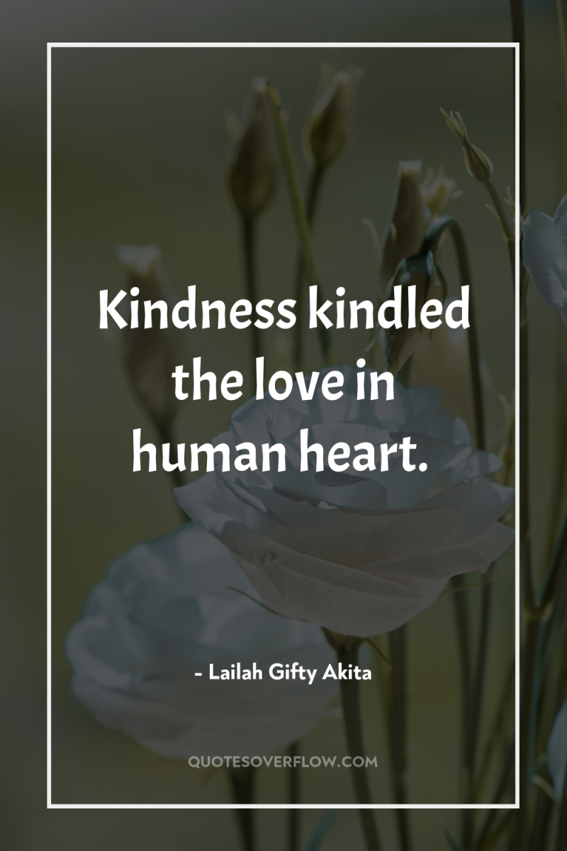 Kindness kindled the love in human heart. 