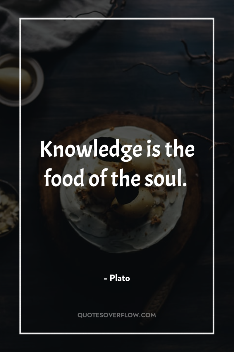 Knowledge is the food of the soul. 