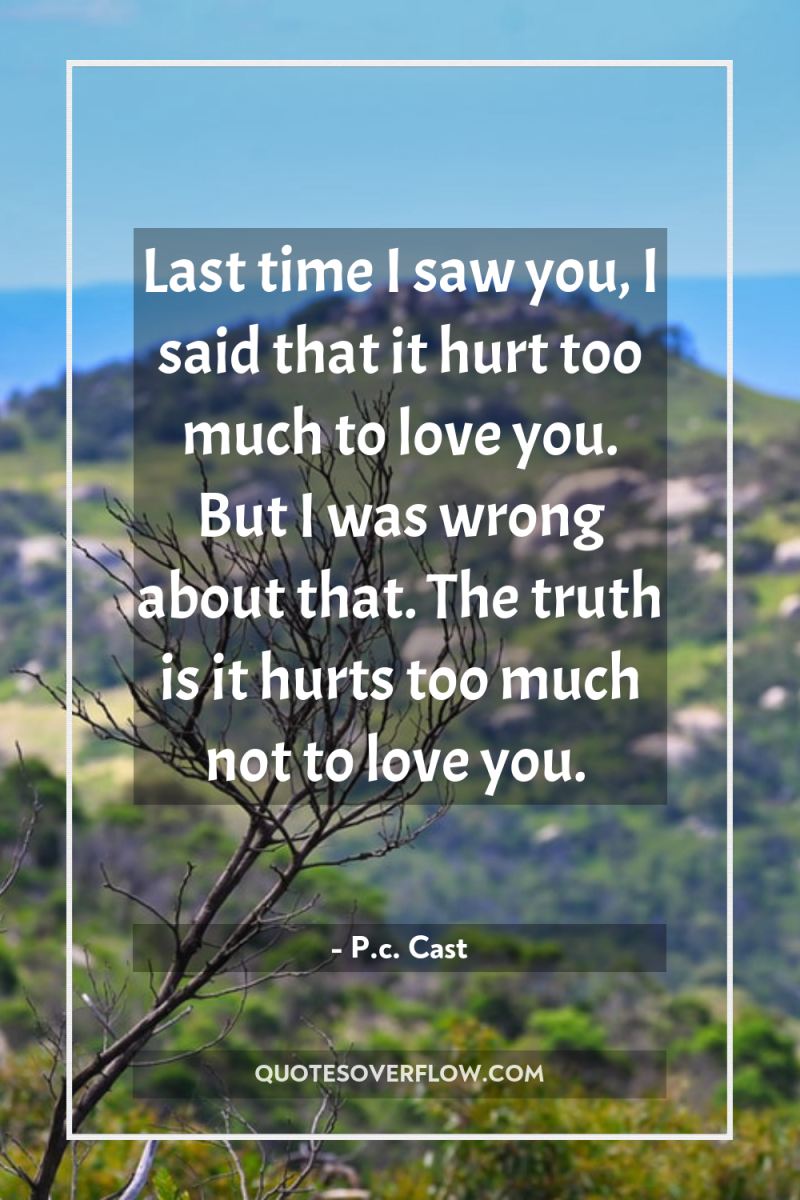 Last time I saw you, I said that it hurt...