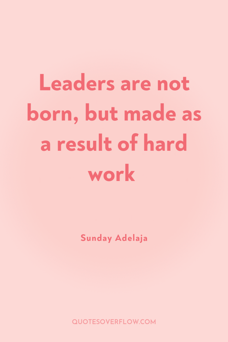 Leaders are not born, but made as a result of...