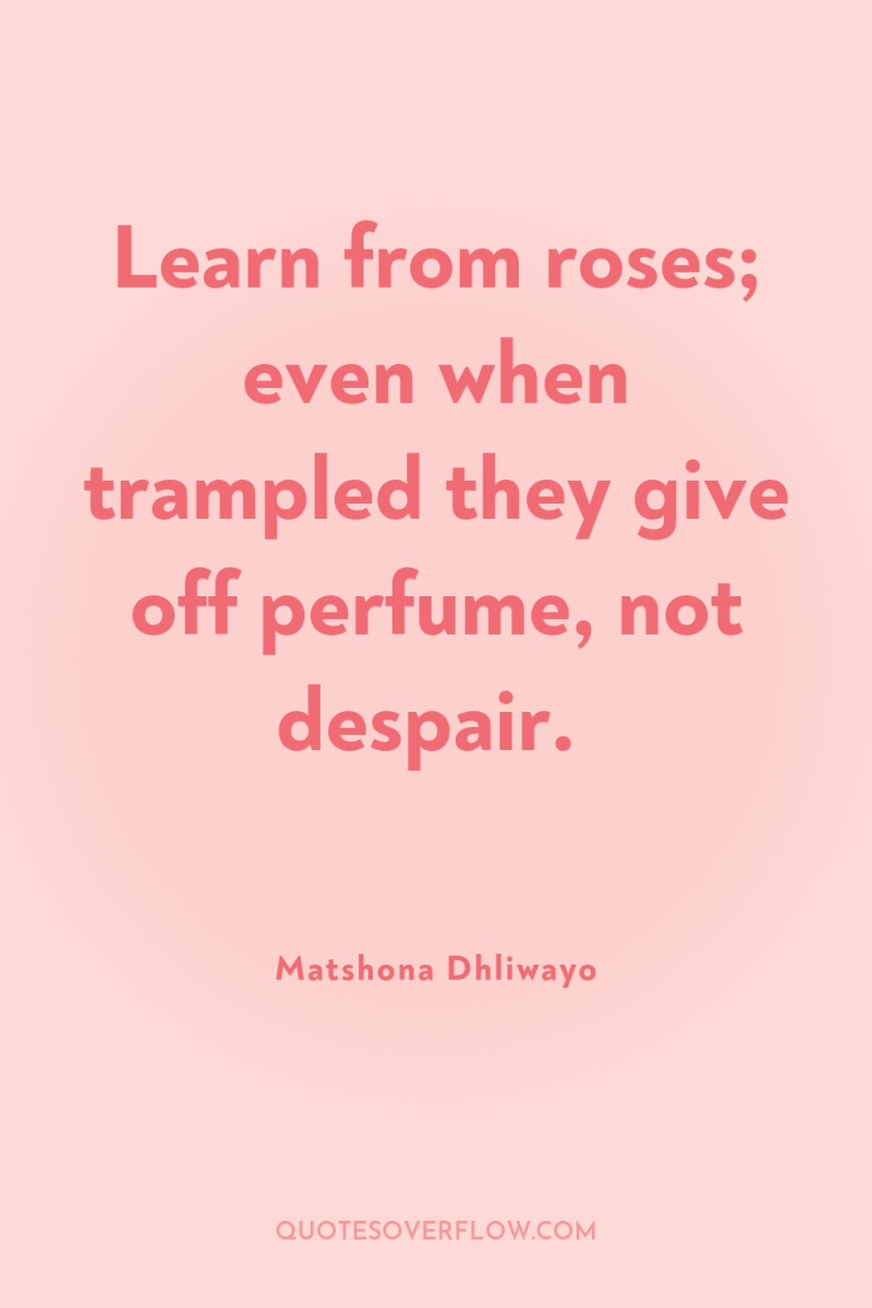 Learn from roses; even when trampled they give off perfume,...