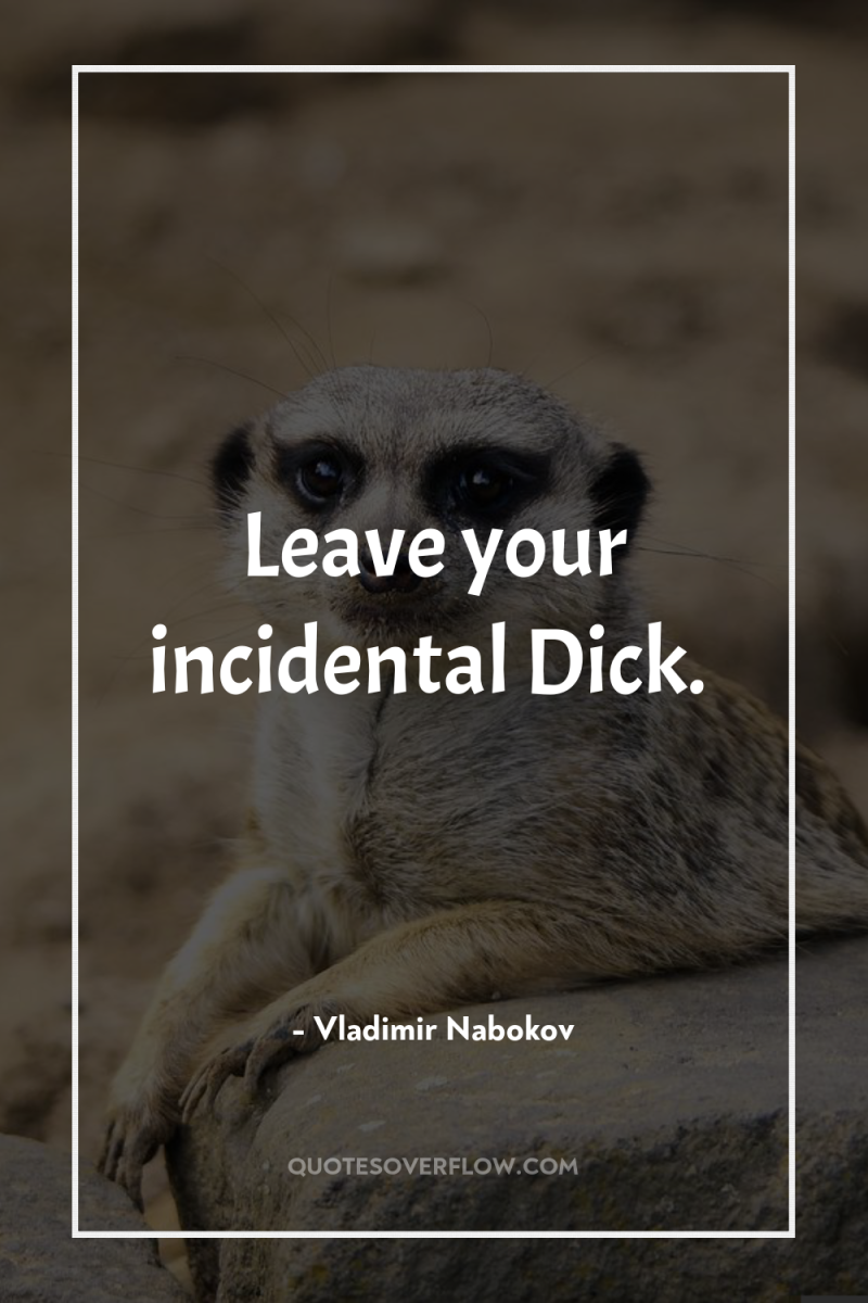 Leave your incidental Dick. 