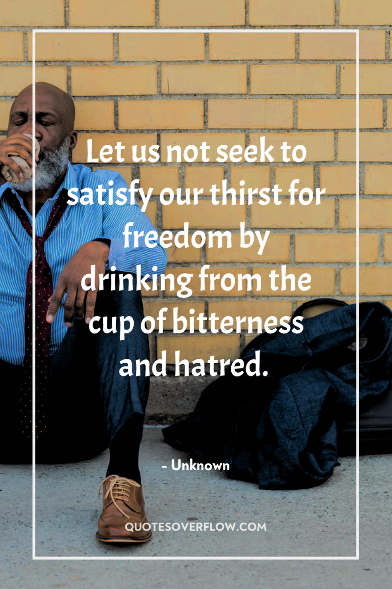 Let us not seek to satisfy our thirst for freedom...