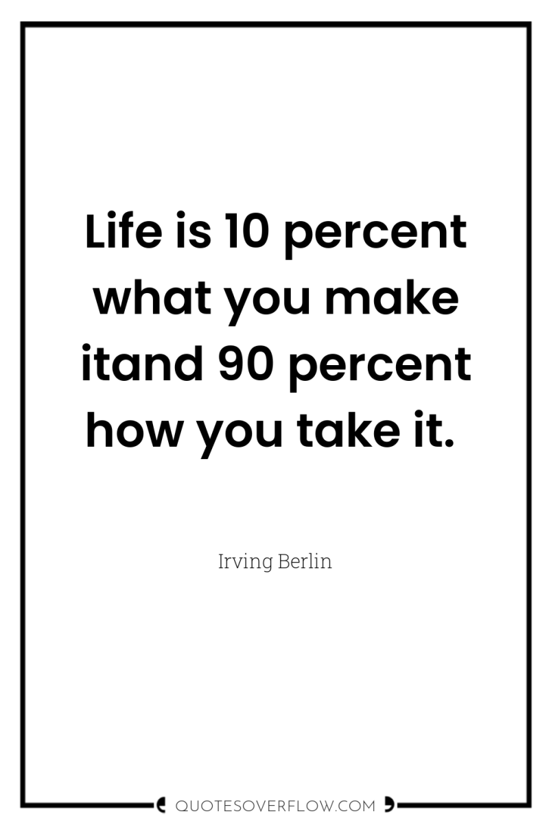 Life is 10 percent what you make itand 90 percent...