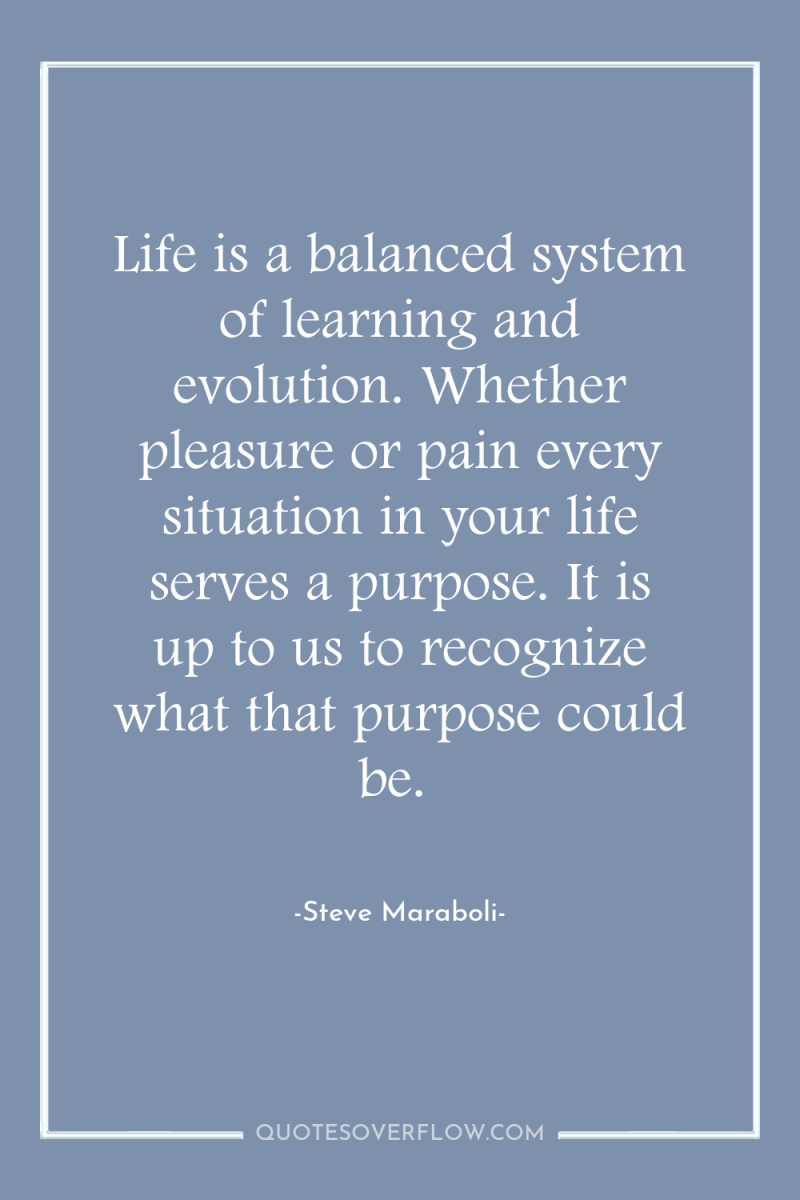 Life is a balanced system of learning and evolution. Whether...
