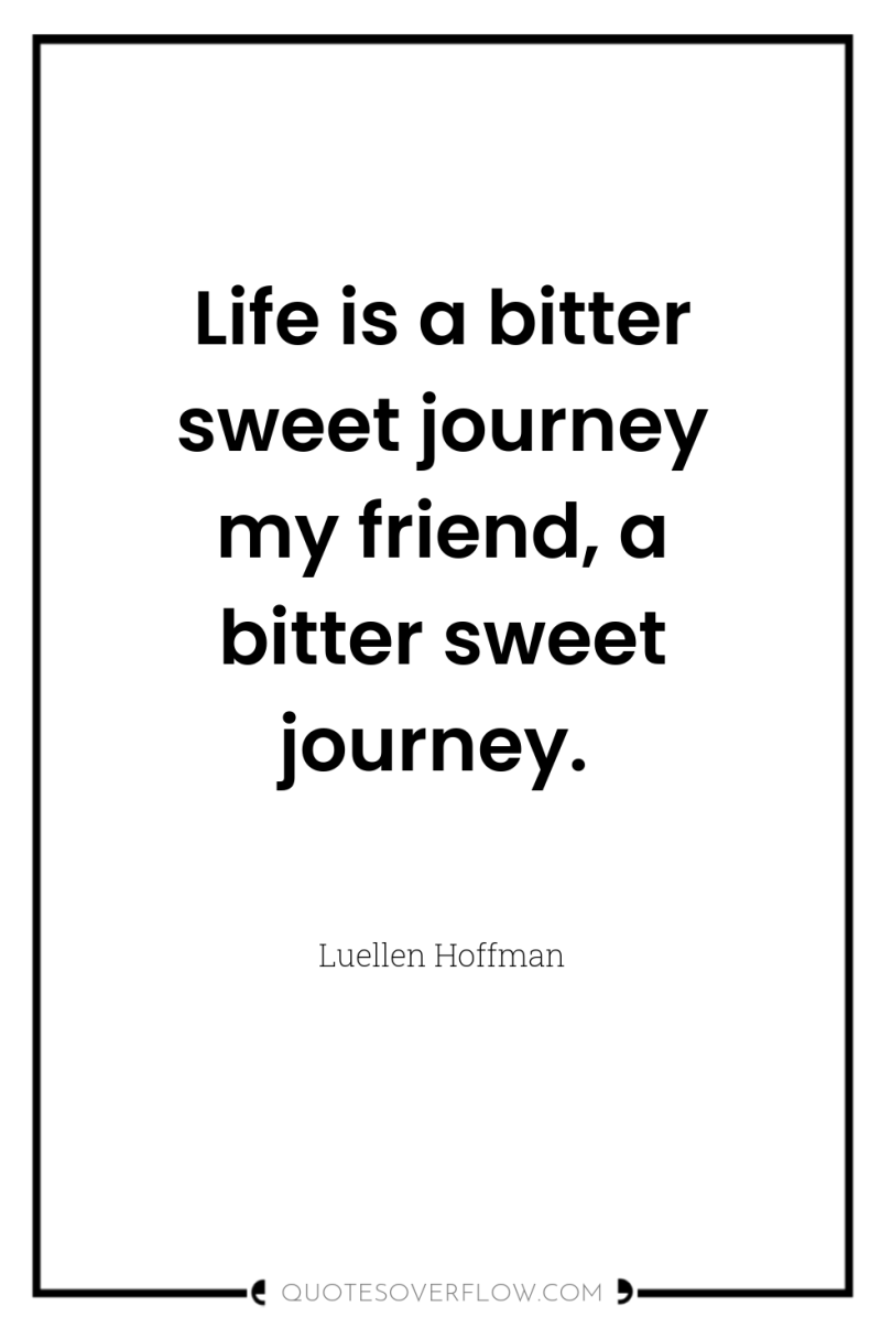 Life is a bitter sweet journey my friend, a bitter...