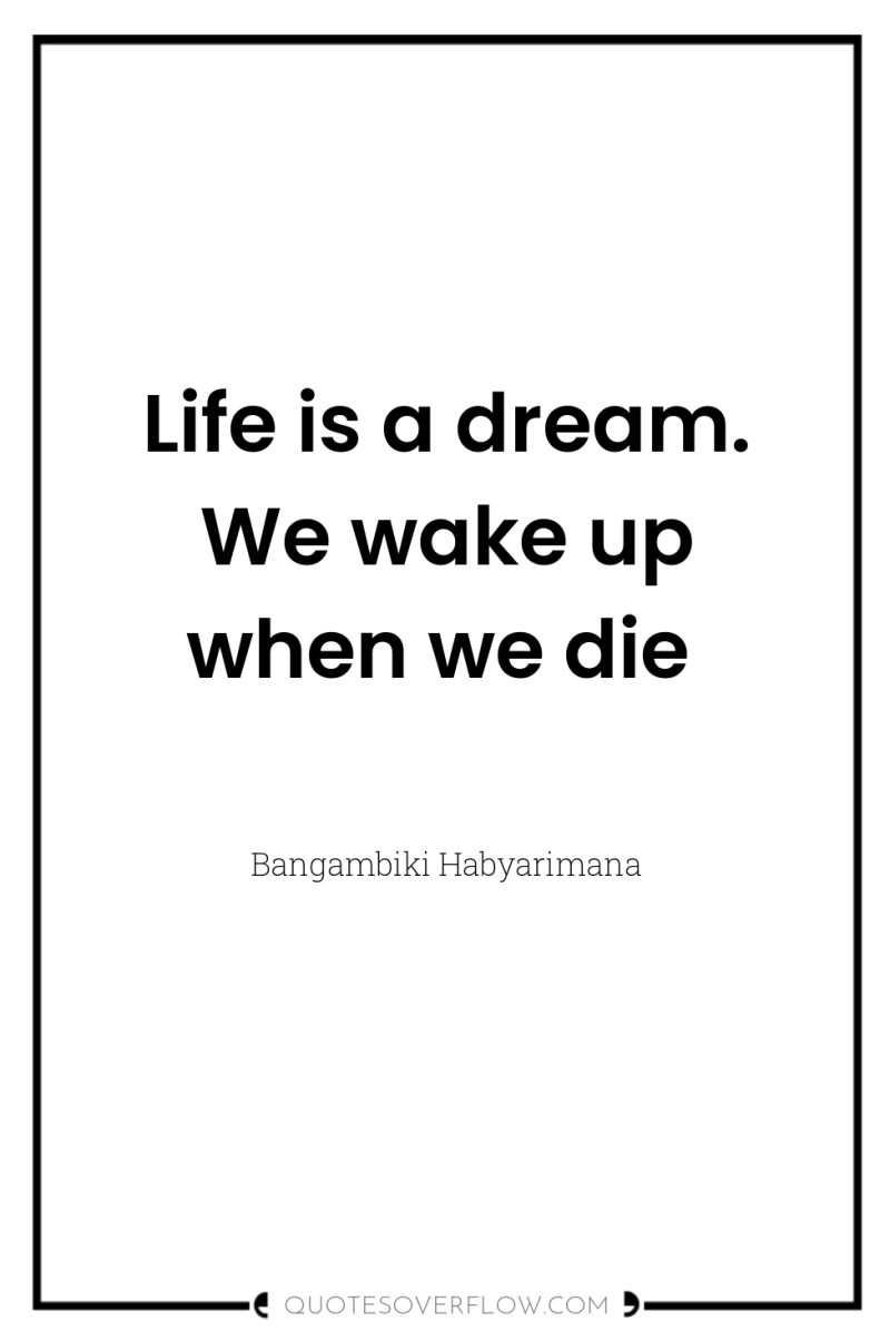 Life is a dream. We wake up when we die 