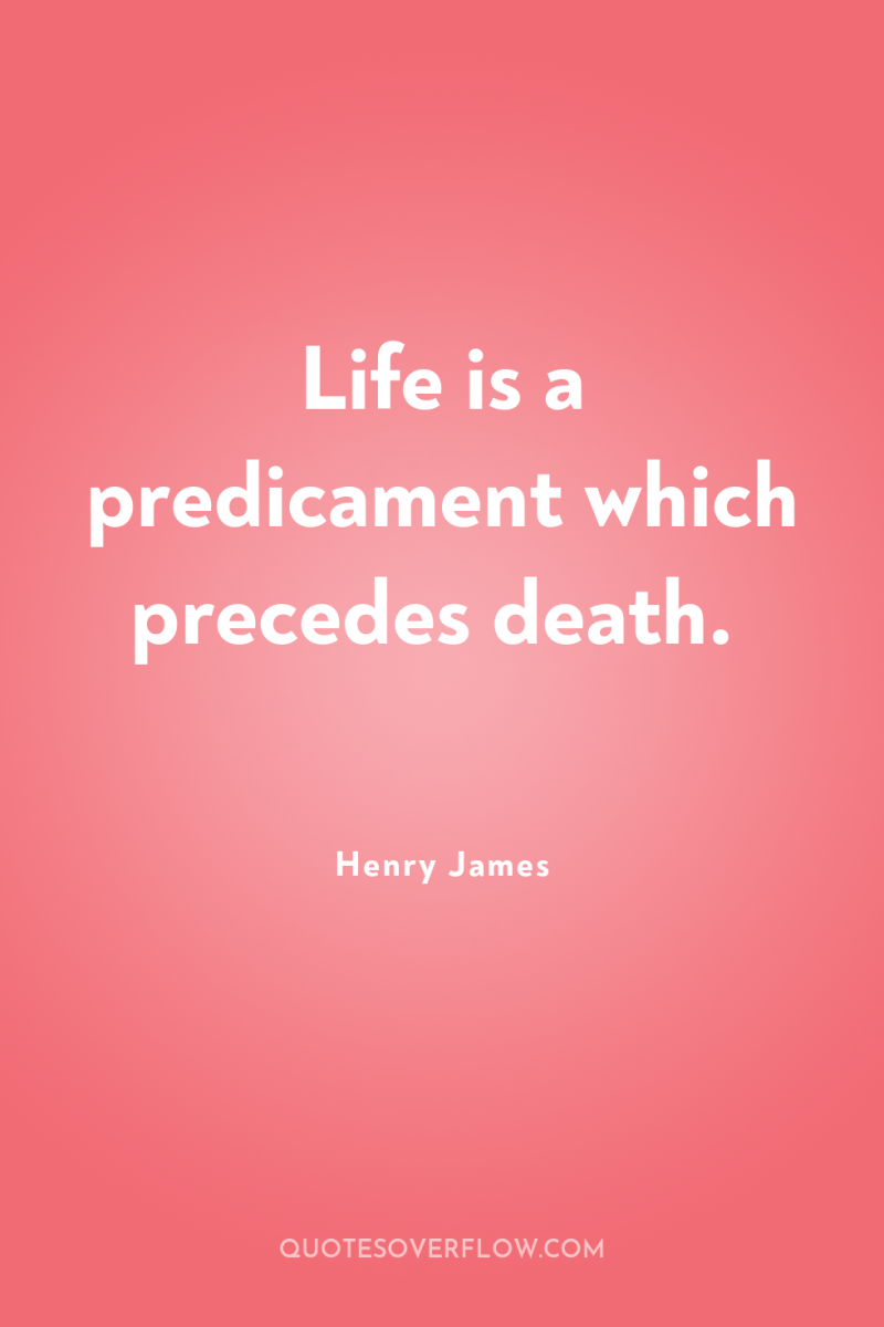 Life is a predicament which precedes death. 