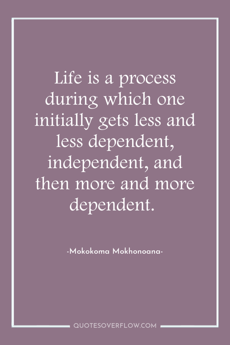 Life is a process during which one initially gets less...
