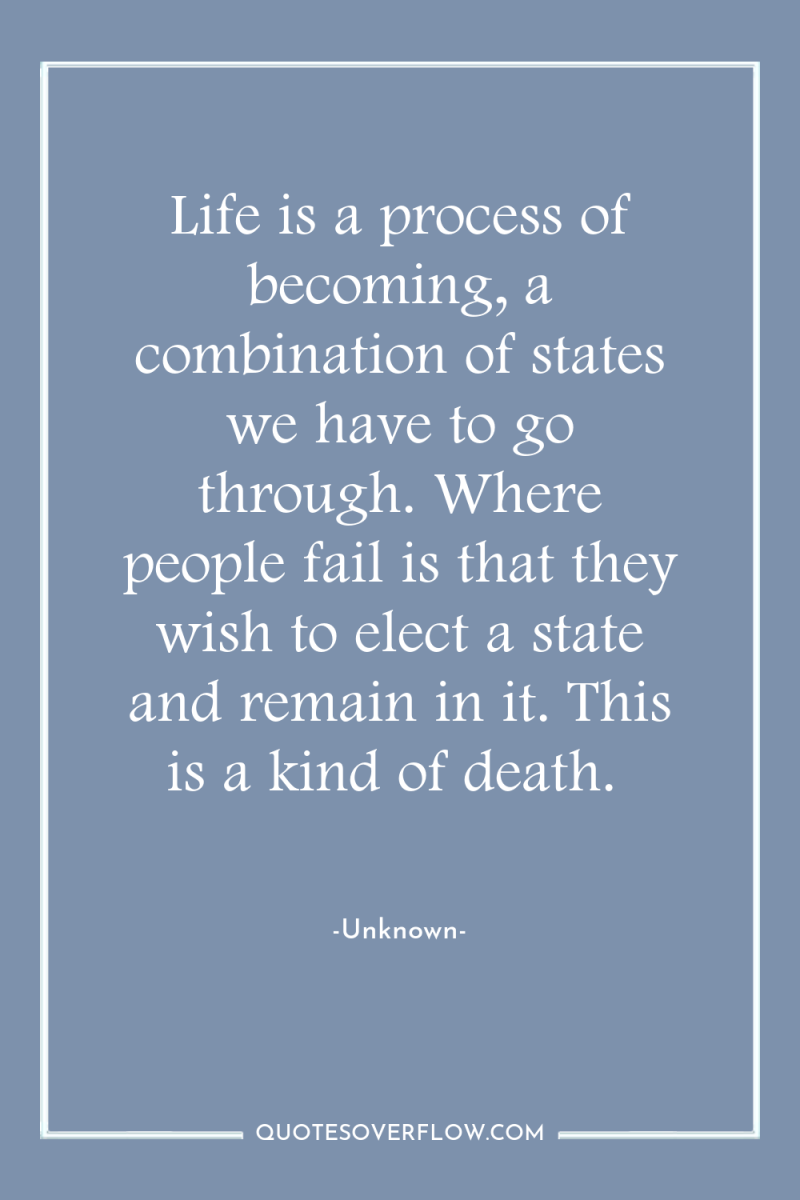 Life is a process of becoming, a combination of states...