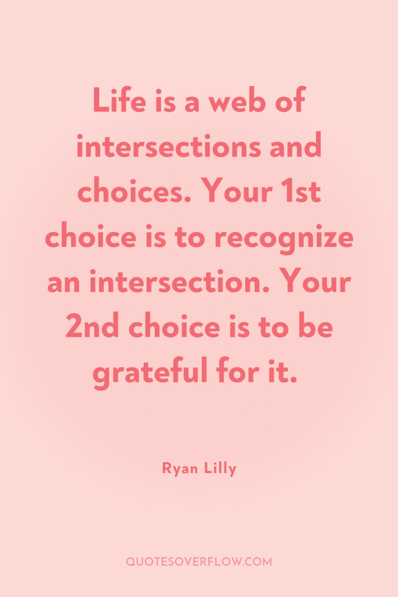 Life is a web of intersections and choices. Your 1st...