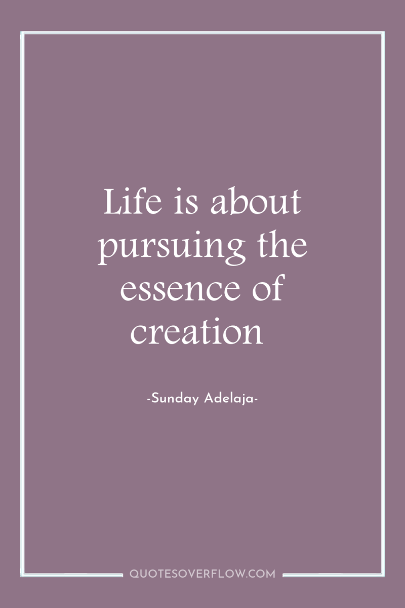 Life is about pursuing the essence of creation 
