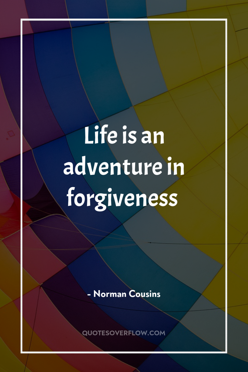 Life is an adventure in forgiveness 
