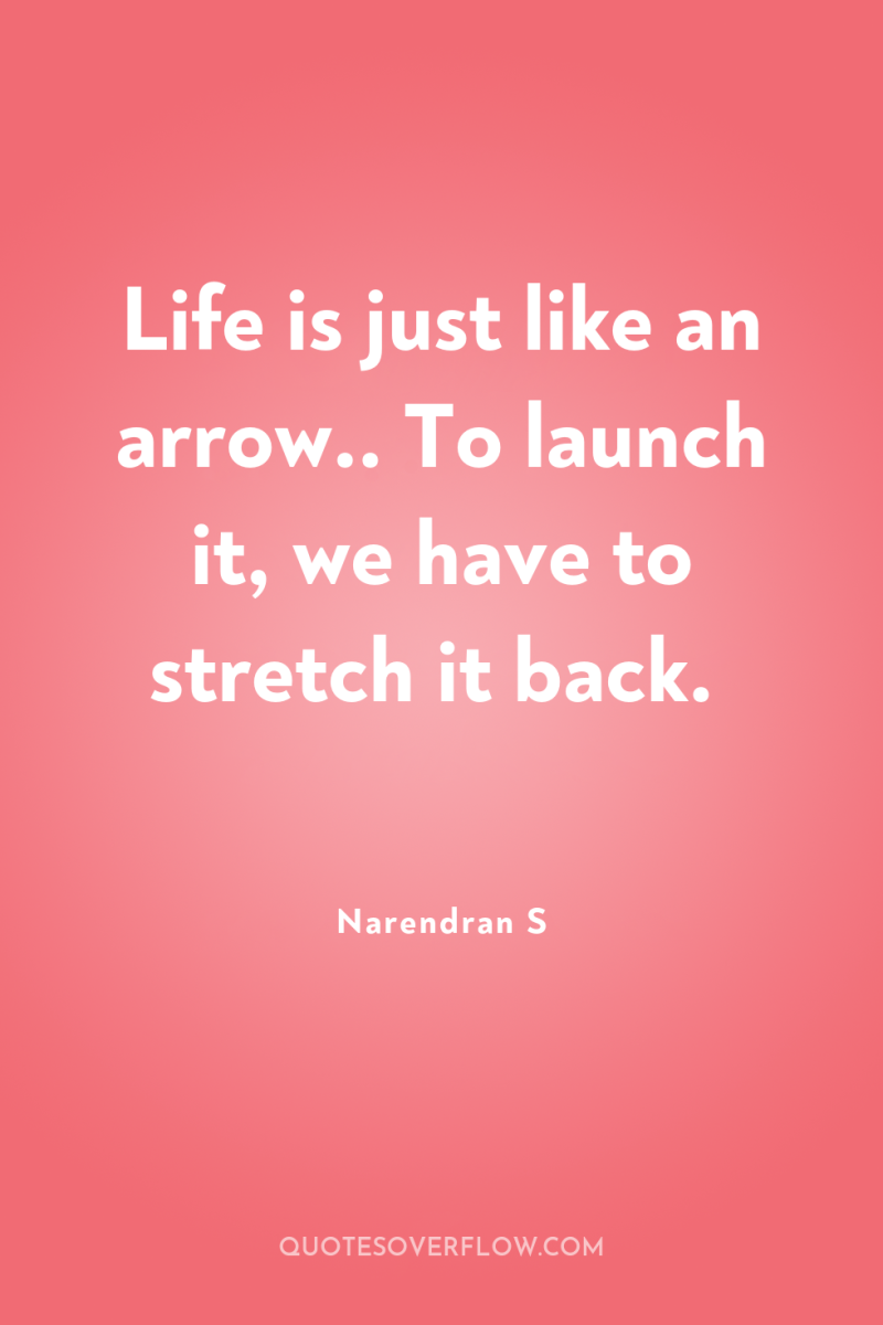 Life is just like an arrow.. To launch it, we...