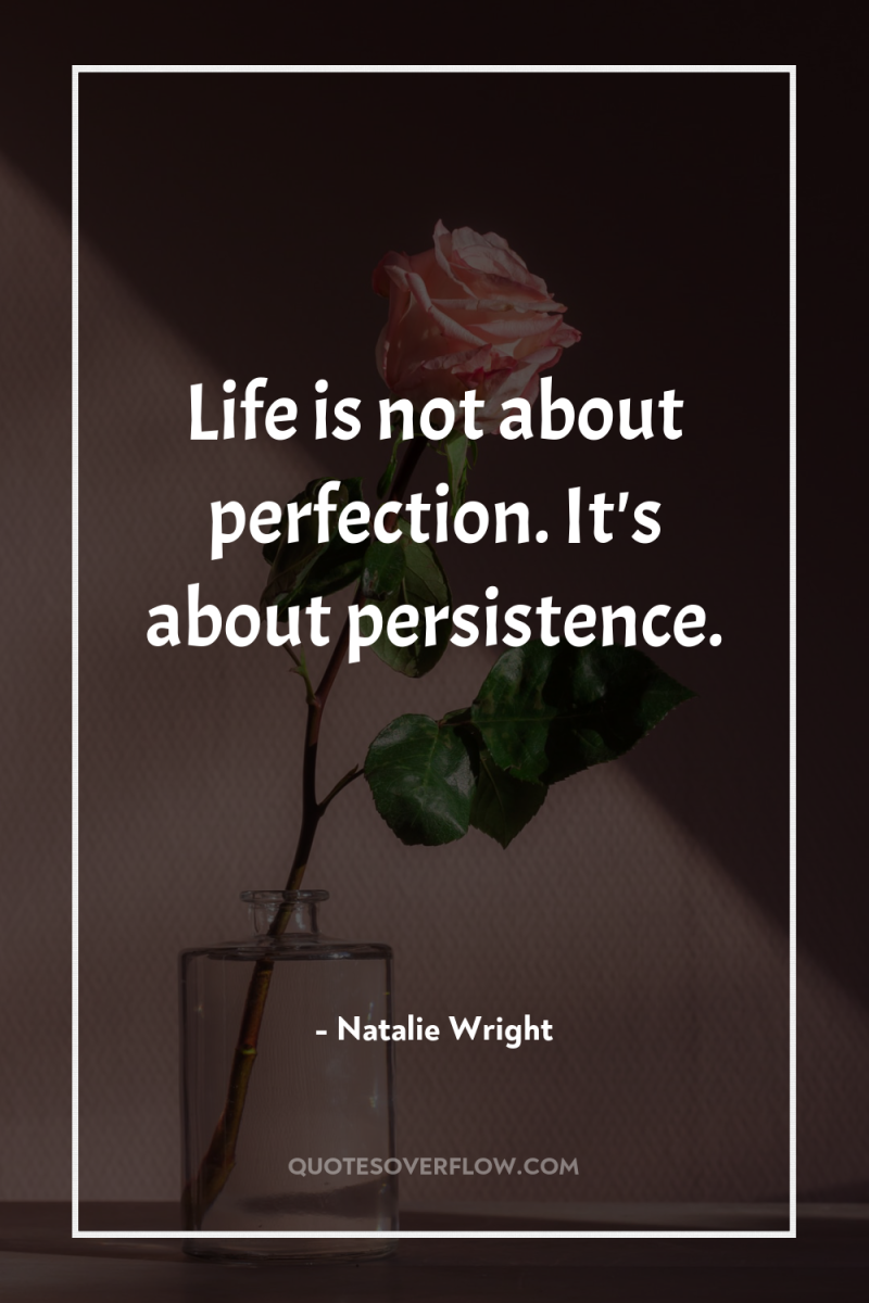 Life is not about perfection. It's about persistence. 
