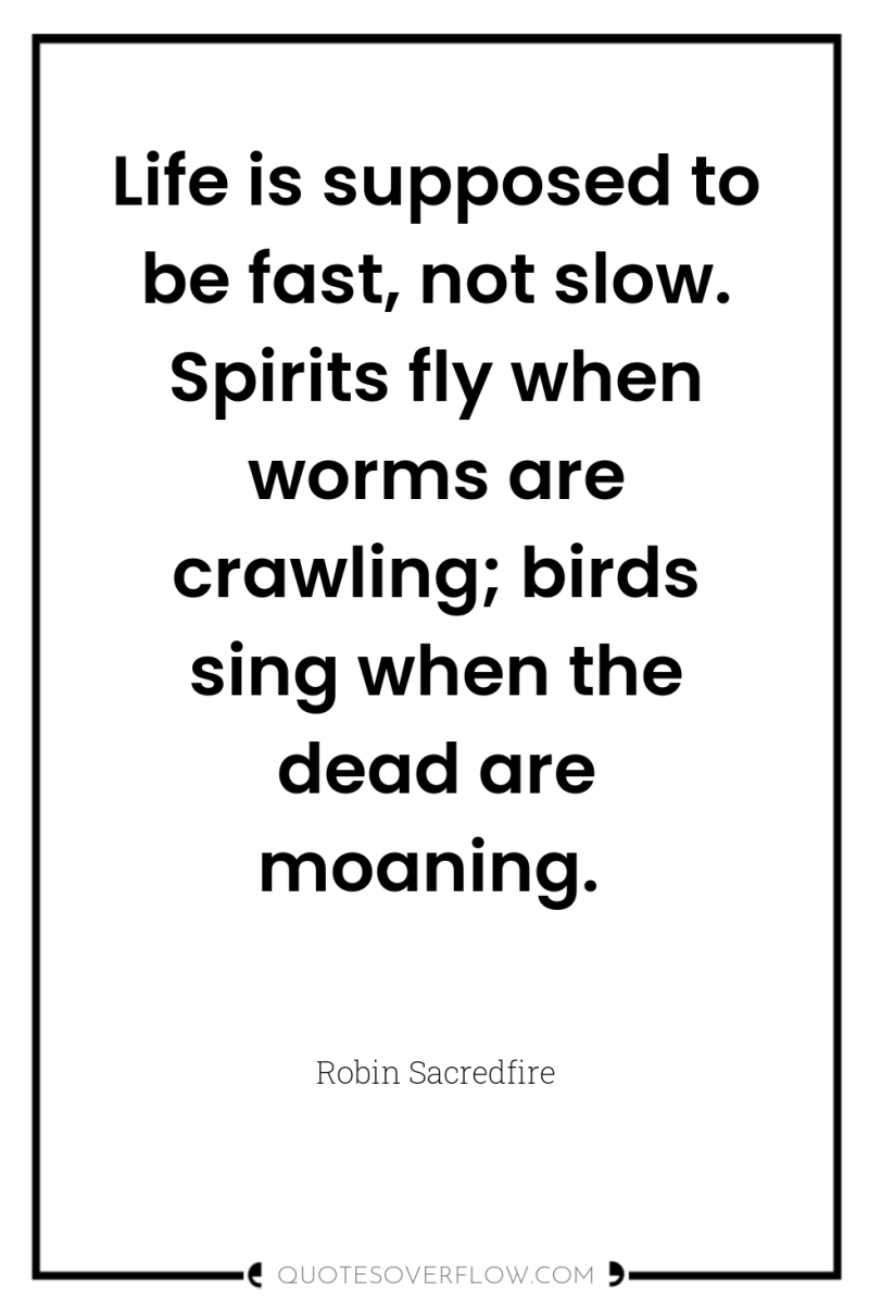 Life is supposed to be fast, not slow. Spirits fly...