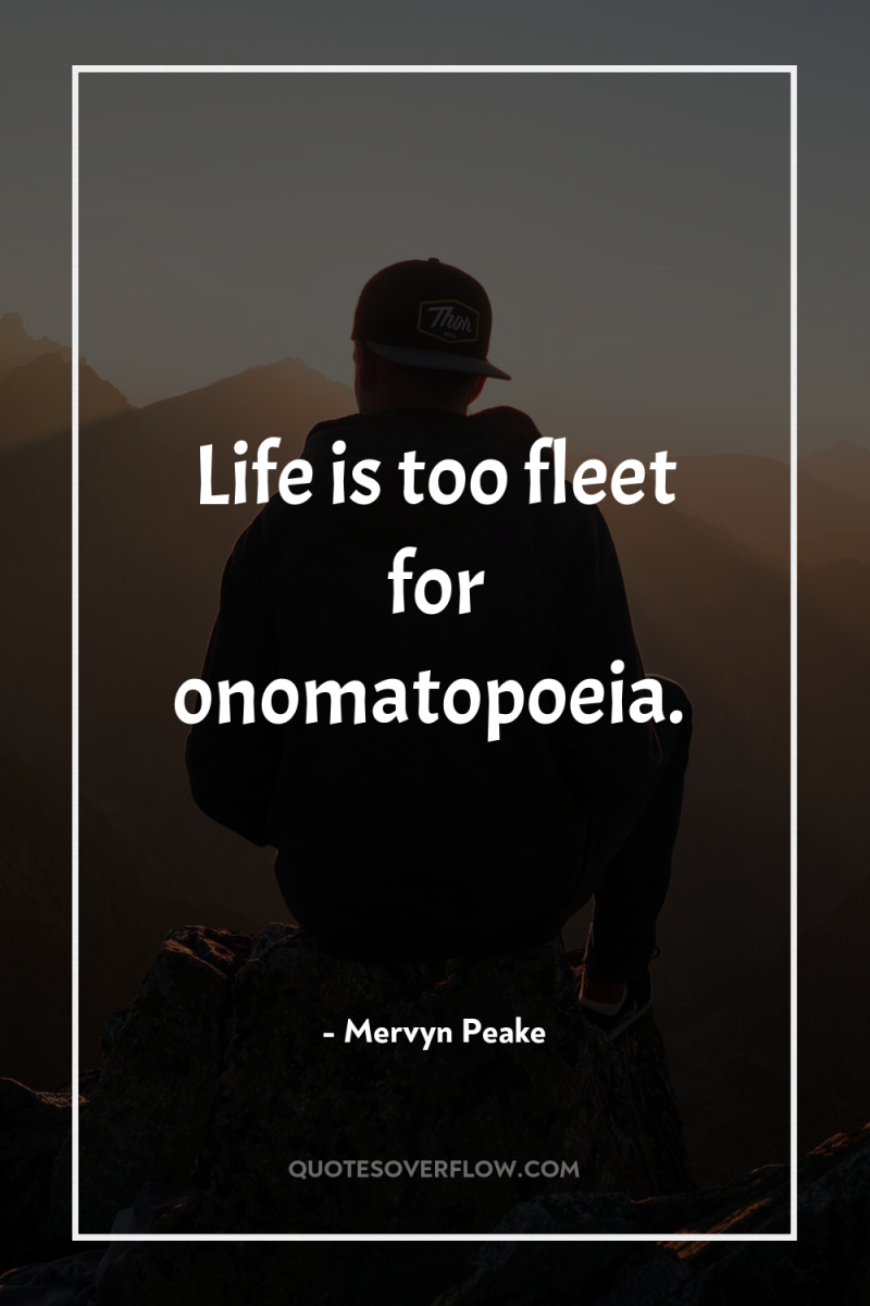 Life is too fleet for onomatopoeia. 