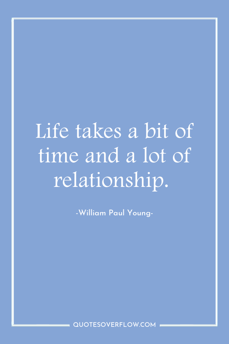 Life takes a bit of time and a lot of...