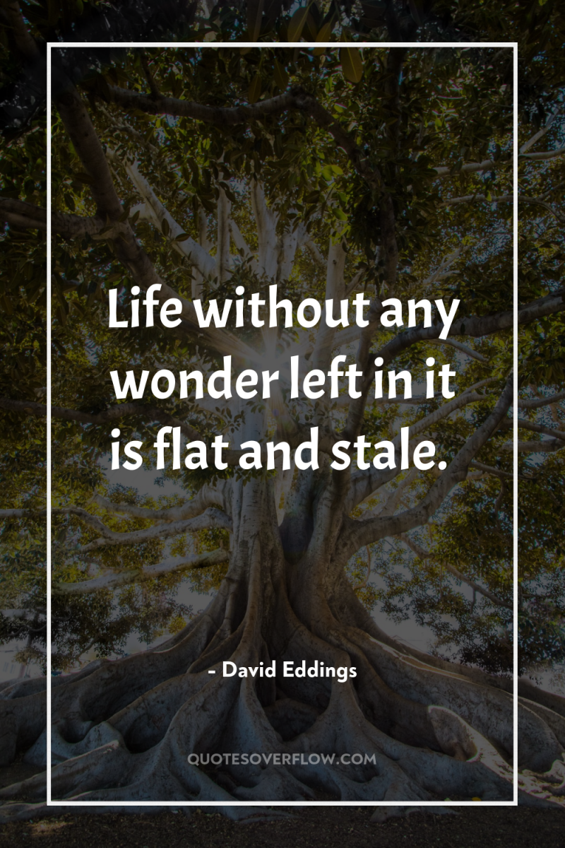 Life without any wonder left in it is flat and...