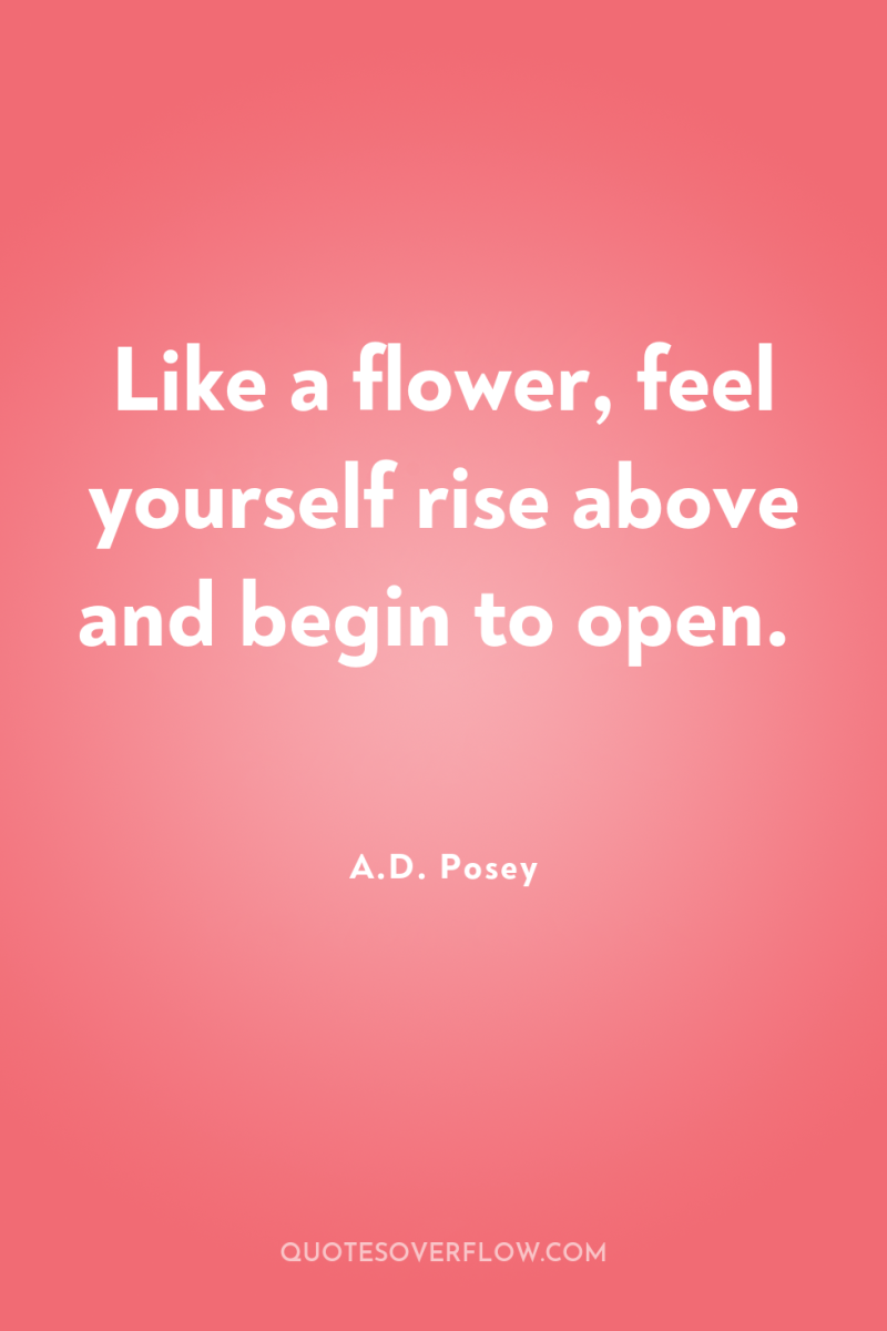 Like a flower, feel yourself rise above and begin to...