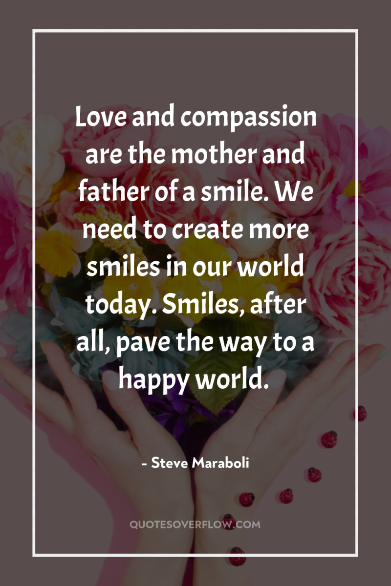 Love and compassion are the mother and father of a...